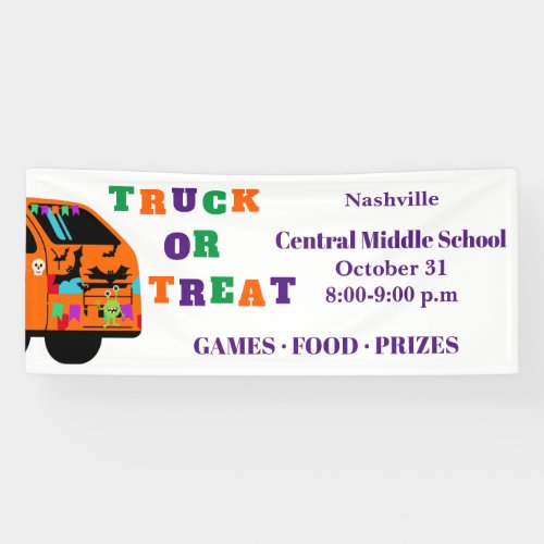 Truck or Treat Halloween Car Decorations Banner