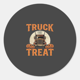 Truck or Treat Halloween Semi Truck Design_1 Classic Round Sticker
