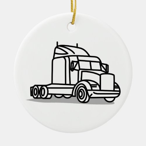 Truck Outline Ceramic Ornament