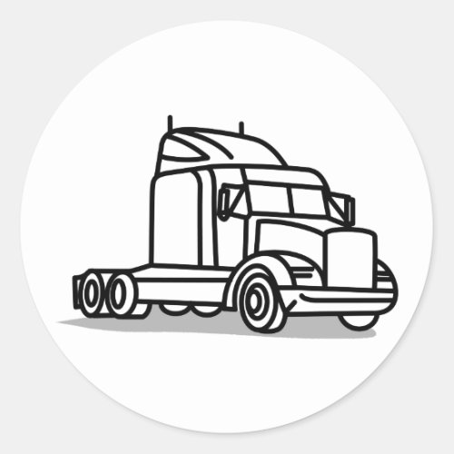 Truck Outline Classic Round Sticker