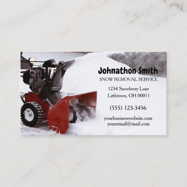 Truck Plow Snow Removal Service  Business Card (Front)