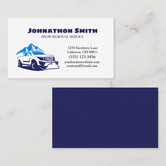 Truck Plow Snow Removal Service  Business Card (Front/Back)