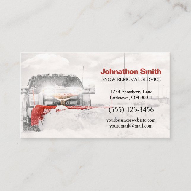 Truck Plow Snow Removal Service Business Card (Front)