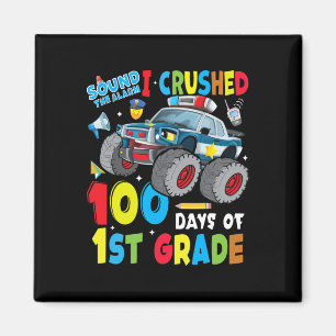 Truck Police Car 100 Days Of School 1st Grade Boys Magnet