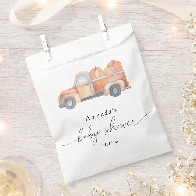 Truck pumpkin autumn baby shower  favor bag (Clipped)