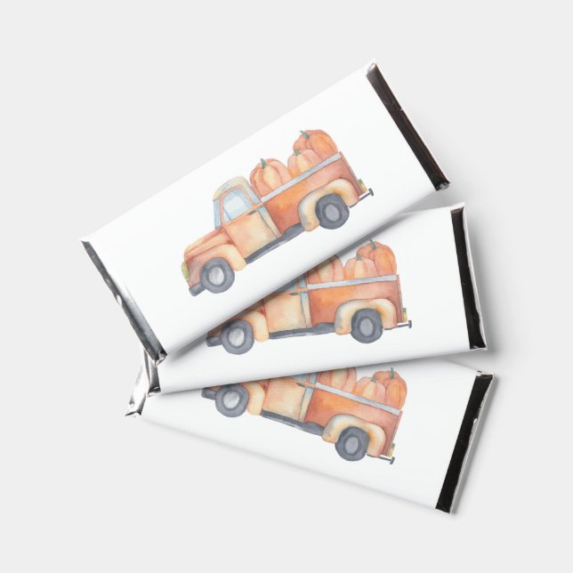 Truck pumpkin autumn baby shower  hershey bar favors (Front)
