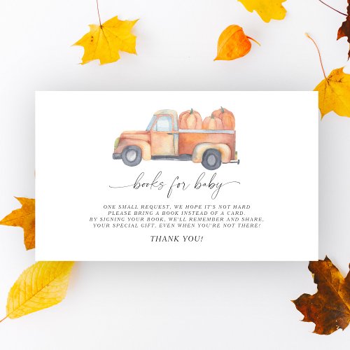 Truck pumpkin books for baby ticket enclosure card