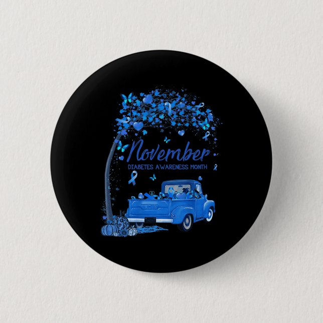 Truck Pumpkin November Diabetes Awareness Month Gi Button (Front)
