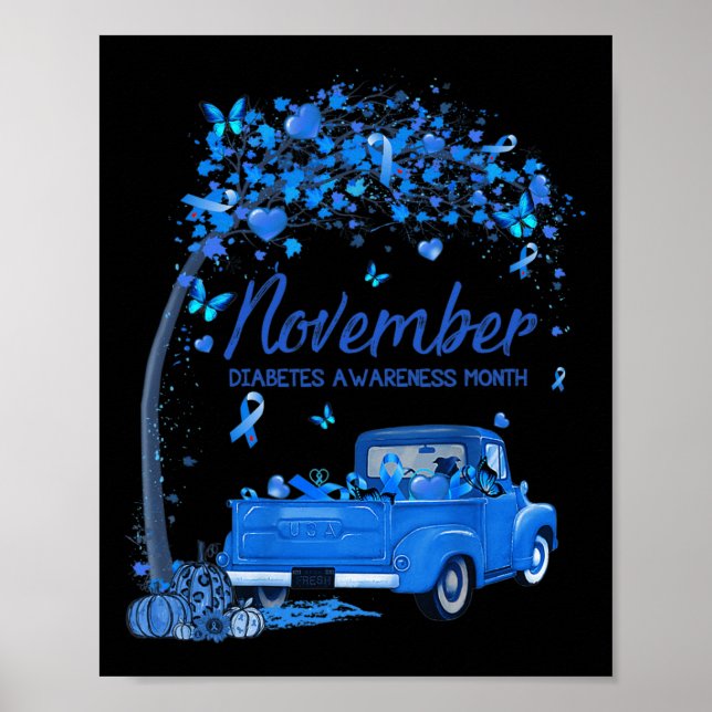 Truck Pumpkin November Diabetes Awareness Month Gi Poster (Front)