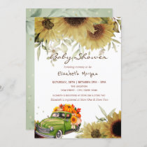 Truck Pumpkin Sunflowers Drive Baby Shower  Invitation