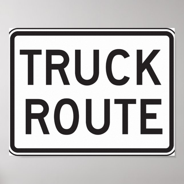 Truck Route Sign Black and White (Front)