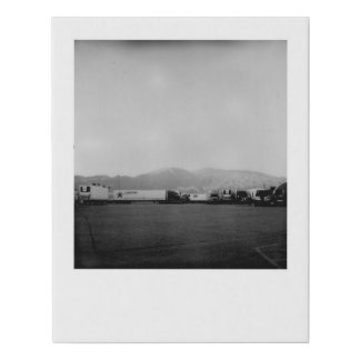 Truck stop in the middle of california faux canvas print