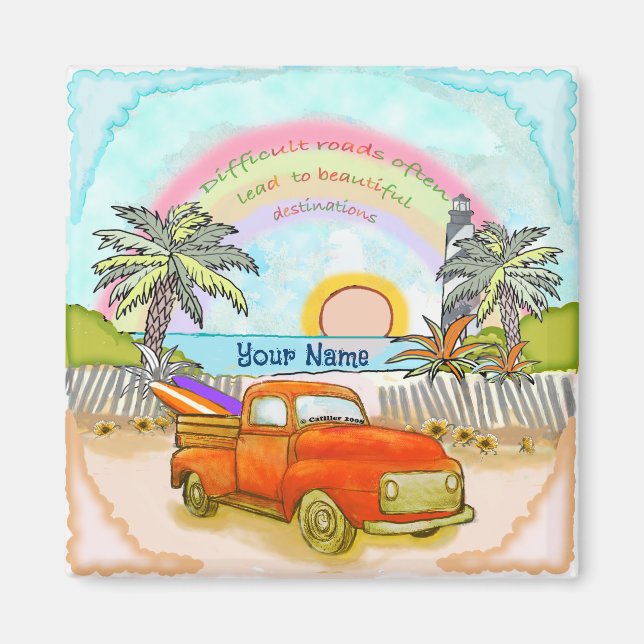 Truck Surfer Lighthouse Magnet (Front)