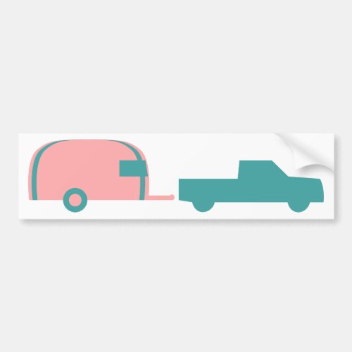 Truck Towing Stream _ Retro Colors Bumper Sticker