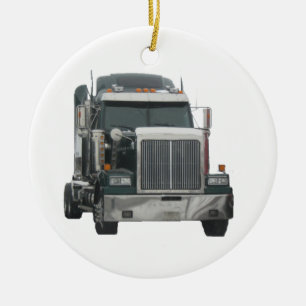 Truck tractor ceramic ornament