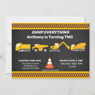 Truck, Trucks & More Trucks Kids Birthday Invitation