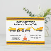 Truck, Trucks & More Trucks Kids Birthday  Invitation (Standing Front)
