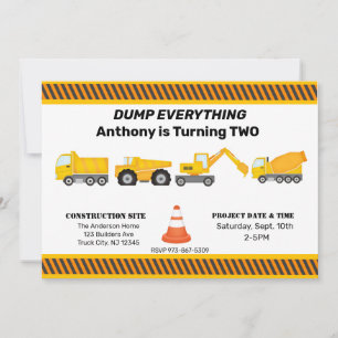 Truck, Trucks & More Trucks Kids Birthday Invitation