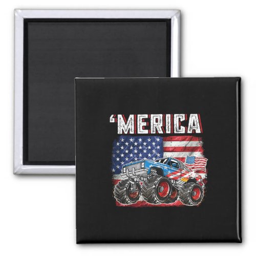 Truck Usa Flag Merica Men Boys 4th Of July  Magnet