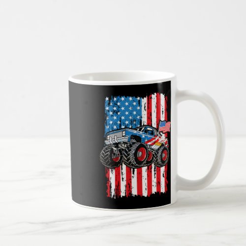 Truck Usa Flag Patriotic Boys Men 4th Of July  Coffee Mug