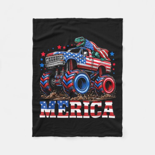 Truck Usa Flag Patriotic Toddlers Boys 4th Of July Fleece Blanket