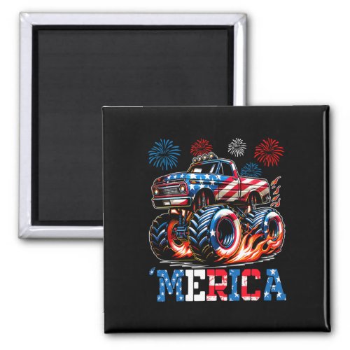 Truck Usa Flag Patriotic Toddlers Boys 4th Of July Magnet