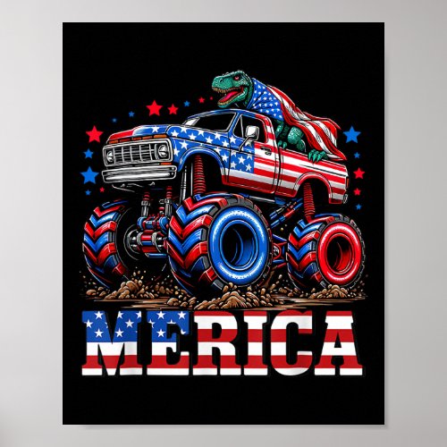 Truck Usa Flag Patriotic Toddlers Boys 4th Of July Poster