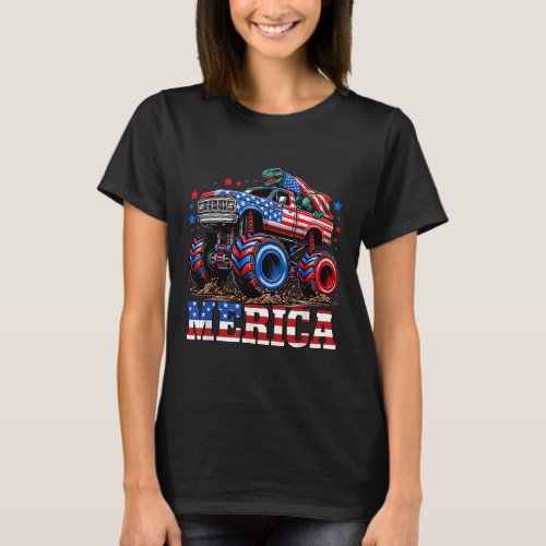 Truck Usa Flag Patriotic Toddlers Boys 4th Of July T_Shirt