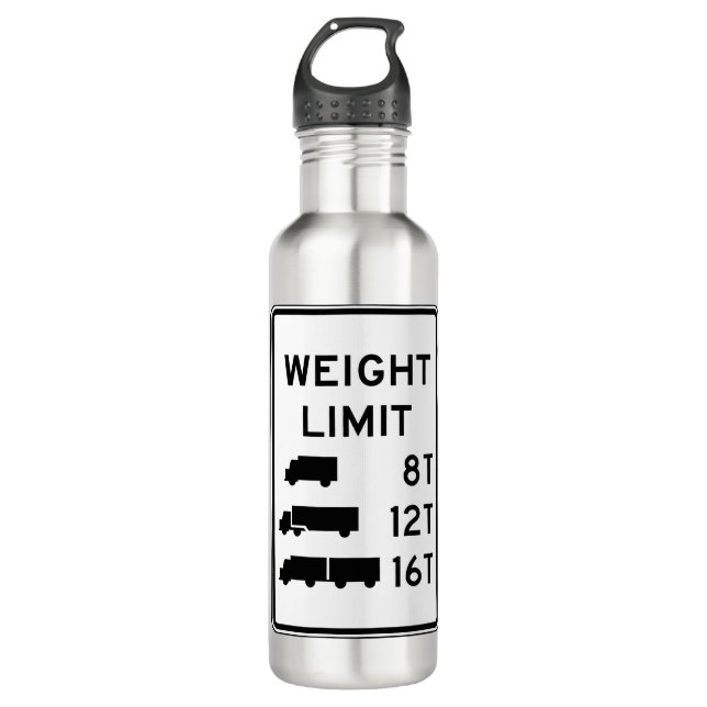 Truck Weight Limit Road Sign Stainless Steel Water Bottle (Front)