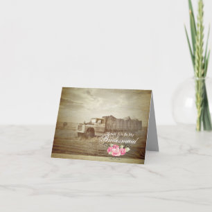 Truck Western Country Will You Be My Bridesmaid Invitation