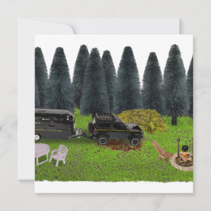 Truck with Camper in the Woods Cleared Camping Spo Thank You Card