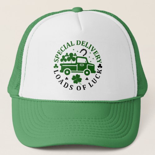 Truck with clovers St Patricks Day Trucker Hat