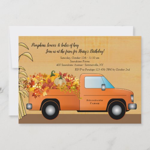 Truck With Leaves Fall Invitation