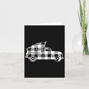 Truck Xmas Tree Black & White Buffalo Plaid Me Card