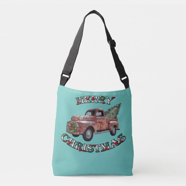 Truck & Xmas Tree Retro Design Merry Christmas Crossbody Bag (Front)