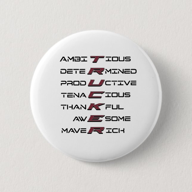 Trucker Acrostic Professional Traits Strength Button (Front)