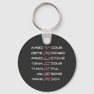 Trucker Acrostic Professional Traits Strength Keychain