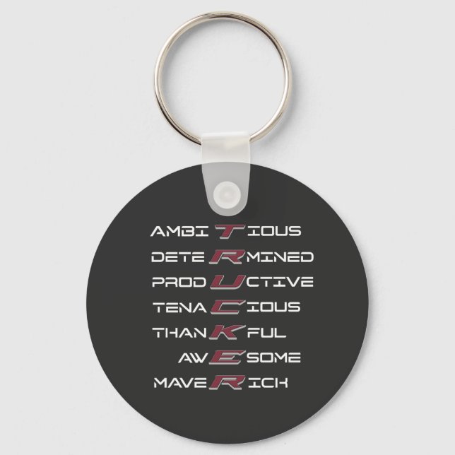 Trucker Acrostic Professional Traits Strength Keychain (Front)