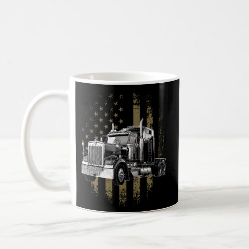 Trucker American Flag Big Rig Semi_Trailer Truck D Coffee Mug