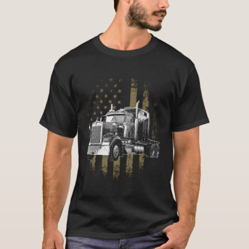 Trucker American Flag Big Rig Semi_Trailer Truck D T_Shirt