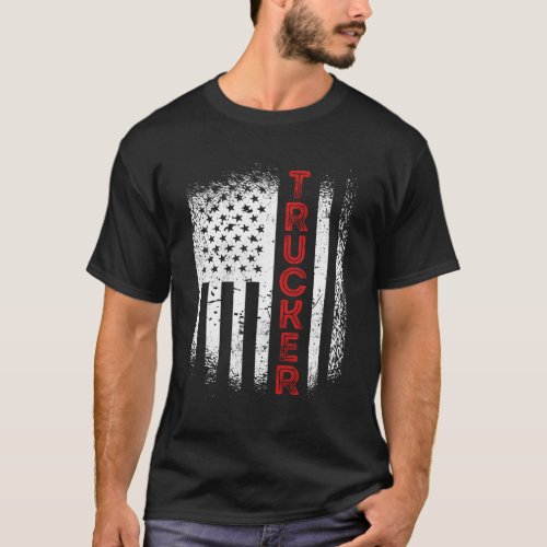 Trucker American Flag Patriotic Truck Driver T_Shirt