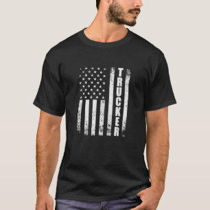 Trucker American Flag Semi Truck Driver 18 Wheeler T-Shirt