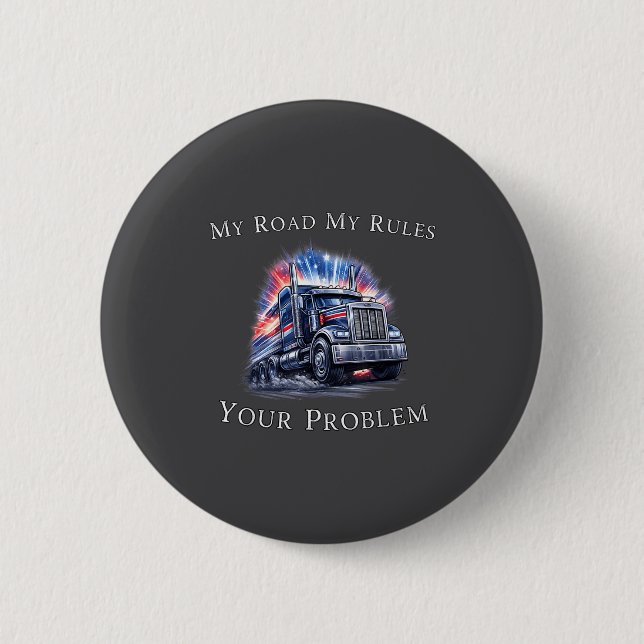 Trucker American Flag Truck Driver  Button (Front)