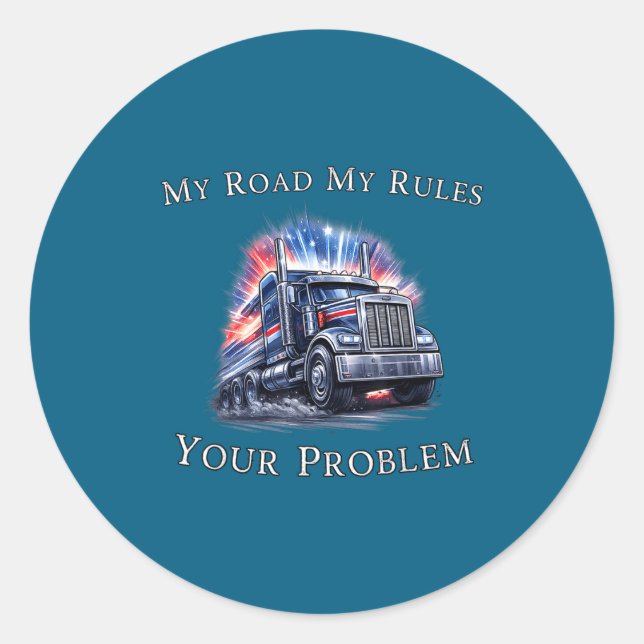 Trucker American Flag Truck Driver  Classic Round Sticker (Front)