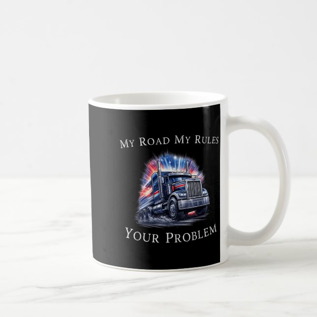 Trucker American Flag Truck Driver  Coffee Mug (Right)
