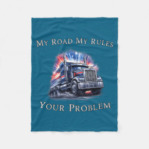 Trucker American Flag Truck Driver  Fleece Blanket