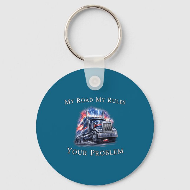 Trucker American Flag Truck Driver  Keychain (Front)