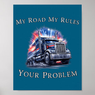 Trucker American Flag Truck Driver Poster