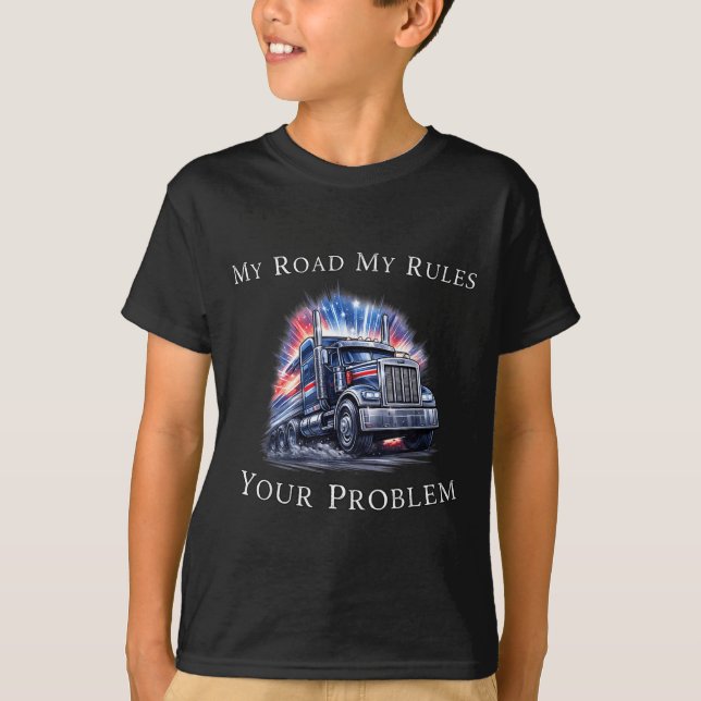 Trucker American Flag Truck Driver  T-Shirt (Front)