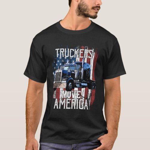 Trucker American Flag Truck Driver T_Shirt